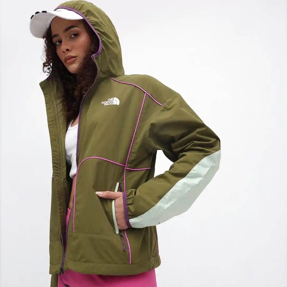 The North Face Trailwear Wind Whistle Jacket Forest Olive Violet Crocus xl